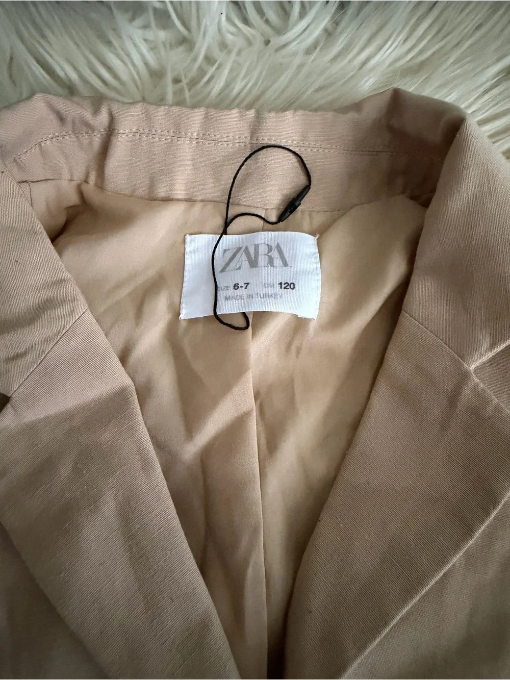 Zara Girls Beige Cropped Blazer and High-Waist Shorts Set